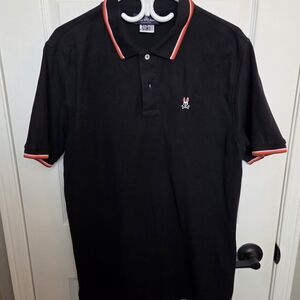 Psycho Bunny Black Polo with Red and White Trim